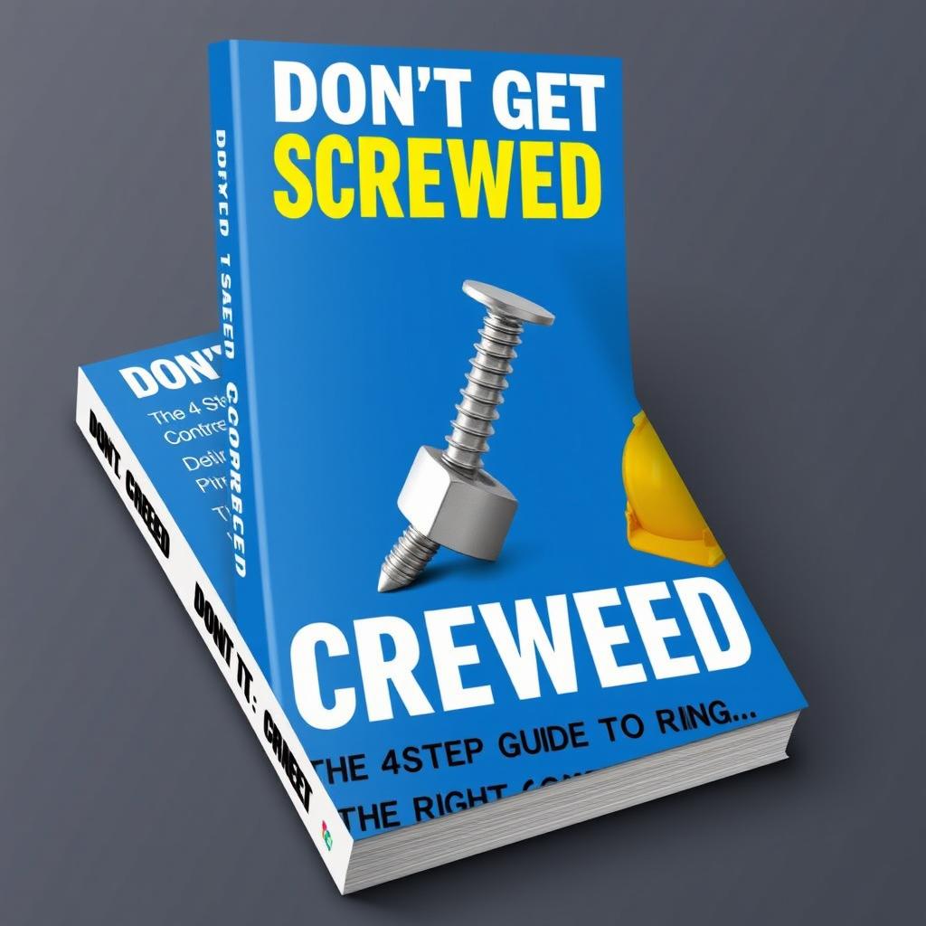 A bold eBook cover for the book titled "Don't Get Screwed: The 4 Step Guide to Hiring the Right Contractor