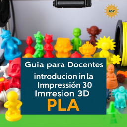 A comprehensive guide cover for teachers learning about 3D printing with PLA