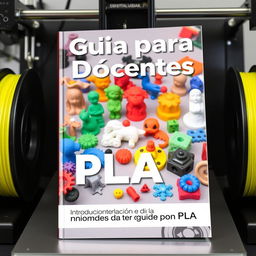 A comprehensive guide cover for teachers learning about 3D printing with PLA