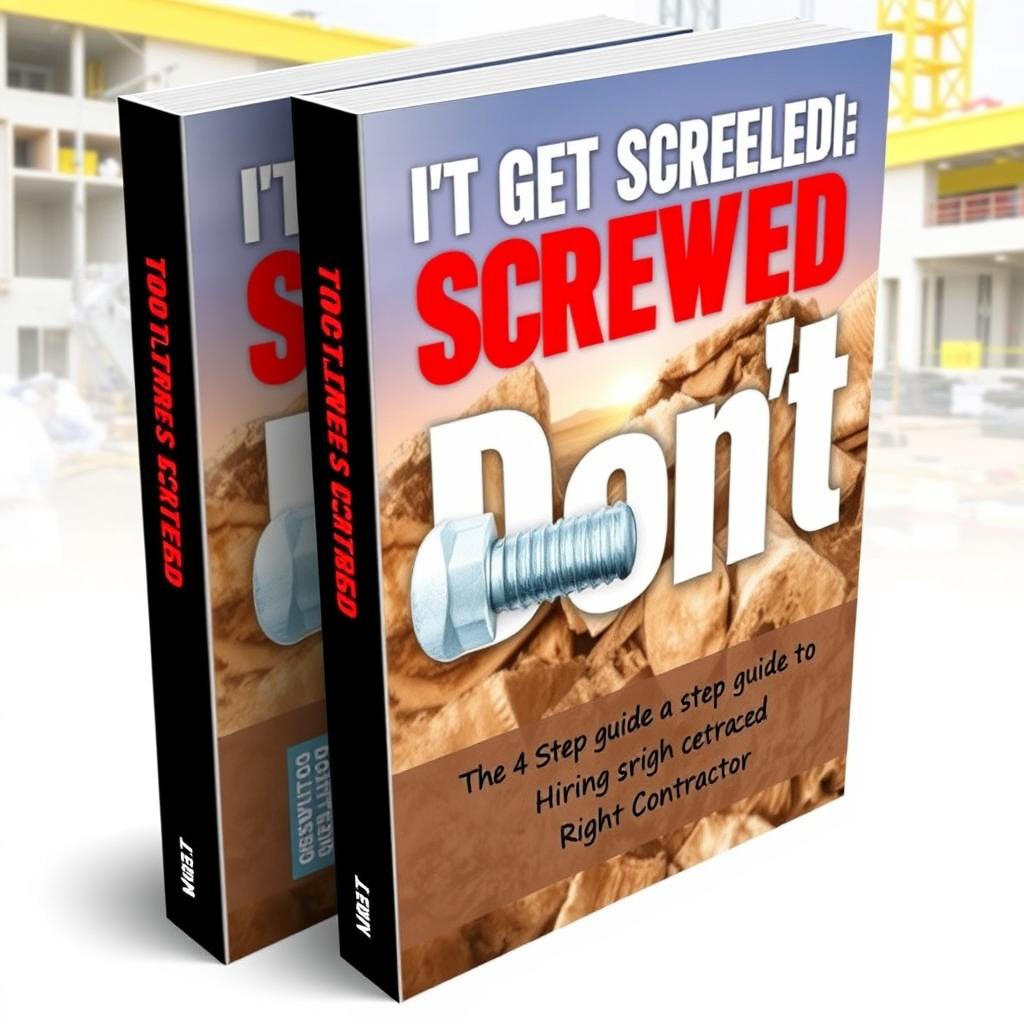 A bold eBook cover for the book titled "Don't Get Screwed: The 4 Step Guide to Hiring the Right Contractor