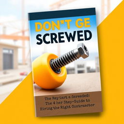 A bold eBook cover for "Don't Get Screwed: The 4 Step Guide to Hiring the Right Contractor