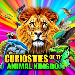 A vibrant and colorful YouTube thumbnail featuring a collage of diverse and curious animals