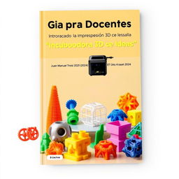 An engaging guide cover for teachers titled 'Guía para Docentes: Introducción a la Impresión 3D con PLA'