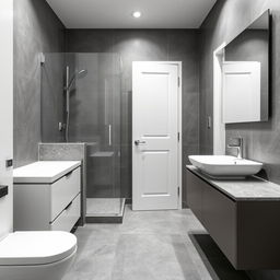 A small bathroom featuring a shower and a large sink