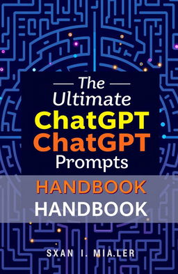 The Ultimate ChatGPT Prompts Handbook, a beautifully designed book cover featuring an intricate maze pattern in the background, symbolizing endless possibilities and creativity