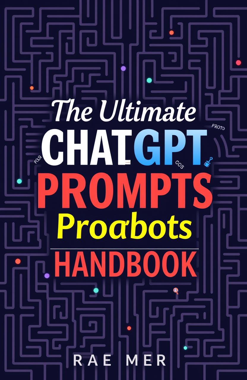 The Ultimate ChatGPT Prompts Handbook, a beautifully designed book cover featuring an intricate maze pattern in the background, symbolizing endless possibilities and creativity