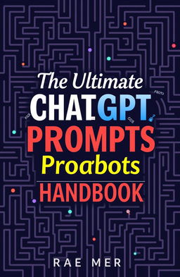 The Ultimate ChatGPT Prompts Handbook, a beautifully designed book cover featuring an intricate maze pattern in the background, symbolizing endless possibilities and creativity