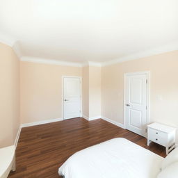 A bedroom featuring a white, matte, perfectly leveled ceiling