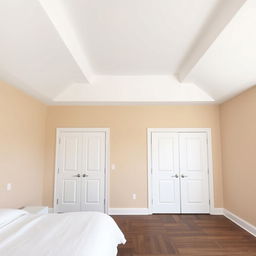 A bedroom featuring a white, matte, perfectly leveled ceiling