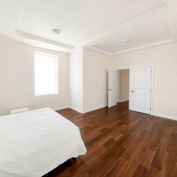 A bedroom featuring a white, matte, perfectly leveled ceiling