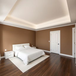 A bedroom featuring a white, matte, perfectly leveled ceiling