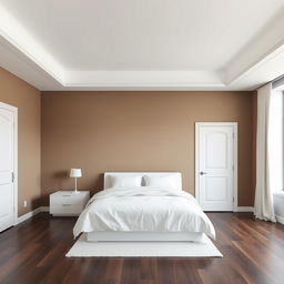 A bedroom featuring a white, matte, perfectly leveled ceiling