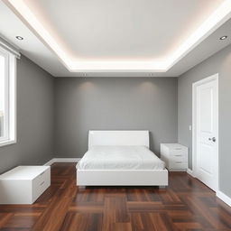 A bedroom featuring a white, matte, perfectly leveled ceiling