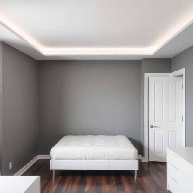 A bedroom featuring a white, matte, perfectly leveled ceiling