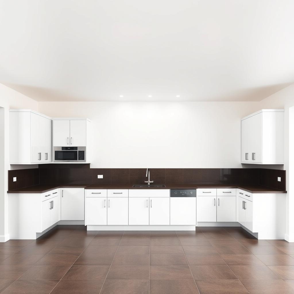 A kitchen featuring a white, matte, perfectly leveled ceiling