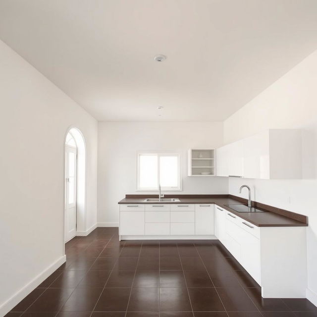 A kitchen featuring a white, matte, perfectly leveled ceiling