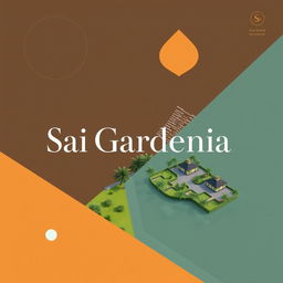 An elegant and creative real estate advertisement for Sai Gardenia, featuring a beautiful residential plot against a background of creative geometric shapes and unique colors