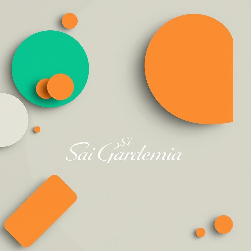 A striking real estate advertisement for Sai Gardenia featuring a residential plot sales promo against a simple background with creative geometric shapes and a unique dual color palette