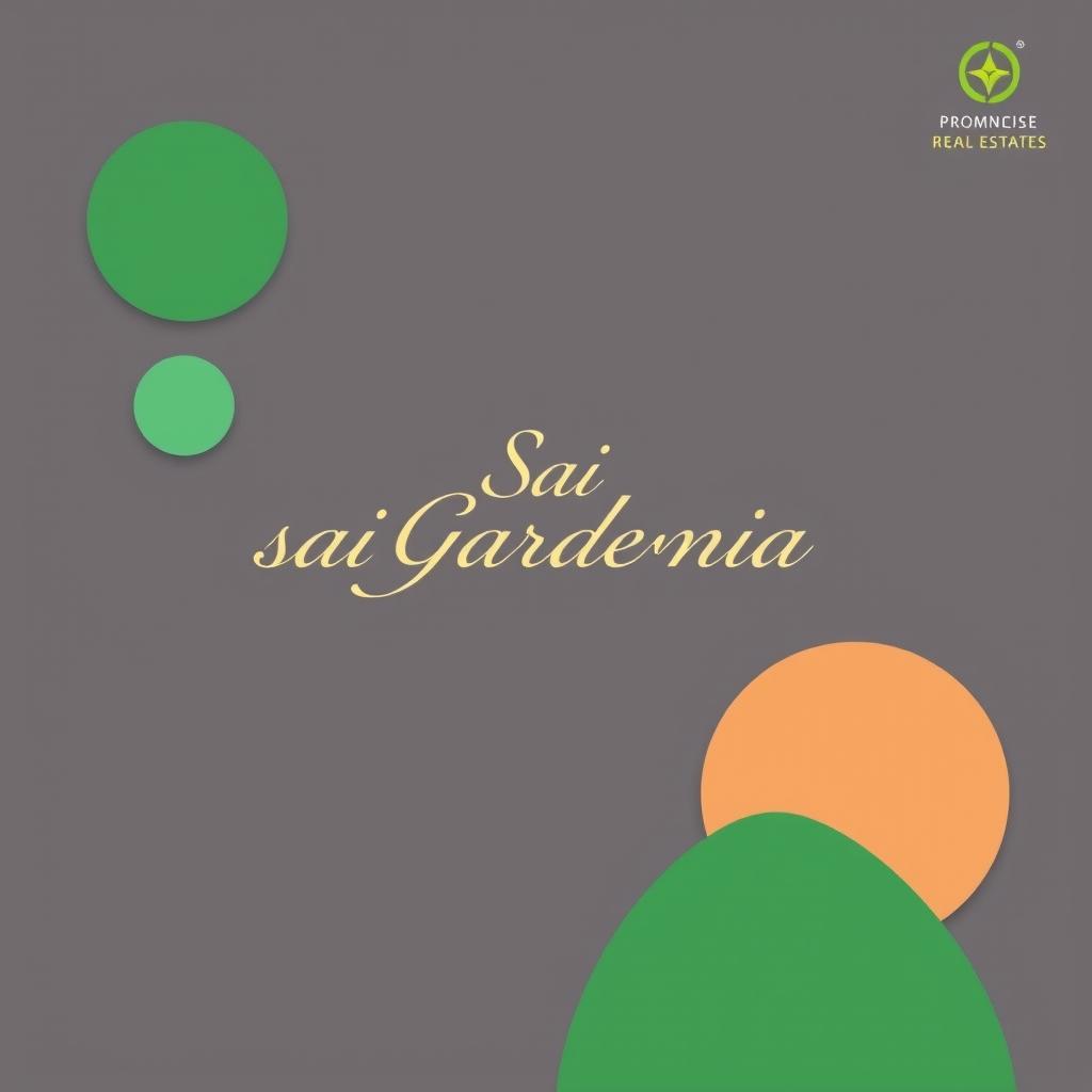 A striking real estate advertisement for Sai Gardenia featuring a residential plot sales promo against a simple background with creative geometric shapes and a unique dual color palette