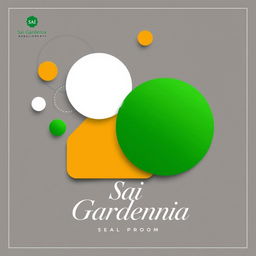 A striking real estate advertisement for Sai Gardenia featuring a residential plot sales promo against a simple background with creative geometric shapes and a unique dual color palette