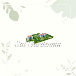 An elegant and creative real estate advertisement for Sai Gardenia, featuring a beautiful residential plot against a simple background with natural shapes and a unique dual color scheme