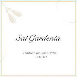 A refined real estate advertisement for Sai Gardenia residential plot sales, featuring a simple background with organic, natural shapes that evoke a sense of serenity and beauty