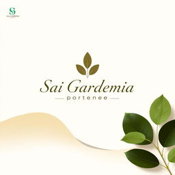 A sophisticated real estate advertisement for Sai Gardenia residential plot sales, featuring a simple background with a natural shape, excluding leaf motifs