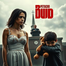 A dramatic movie poster featuring a Latino couple in their 30s
