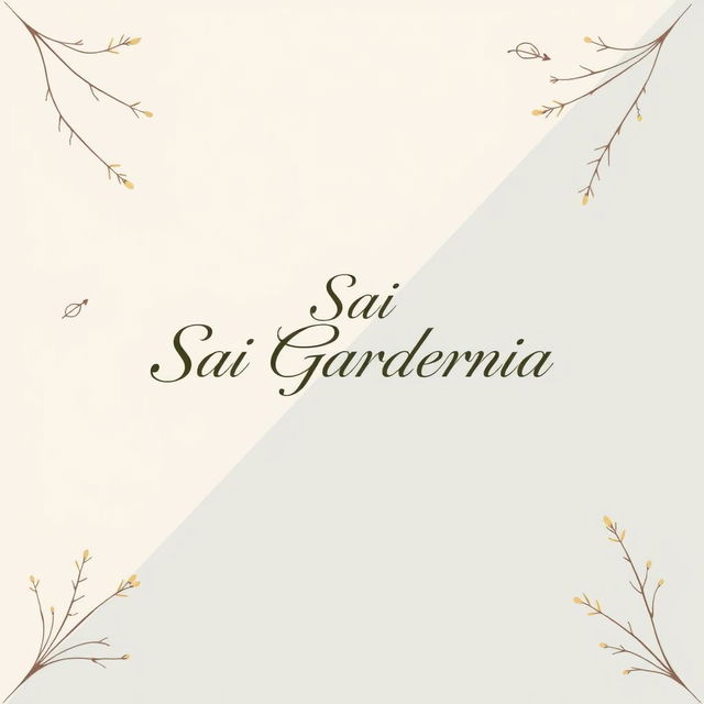 A sophisticated real estate advertisement for Sai Gardenia, featuring a beautiful residential plot against a simple background with natural shapes and a unique dual color scheme