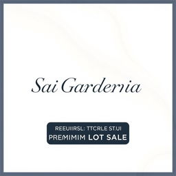 A refined real estate advertisement for Sai Gardenia residential plot sales, featuring a simple background with natural shapes that evoke tranquility