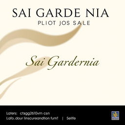 A refined real estate advertisement for Sai Gardenia residential plot sales, featuring a simple background with natural shapes that evoke tranquility