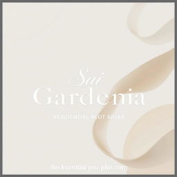 A refined real estate advertisement for Sai Gardenia residential plot sales, featuring a simple background with natural shapes that evoke tranquility