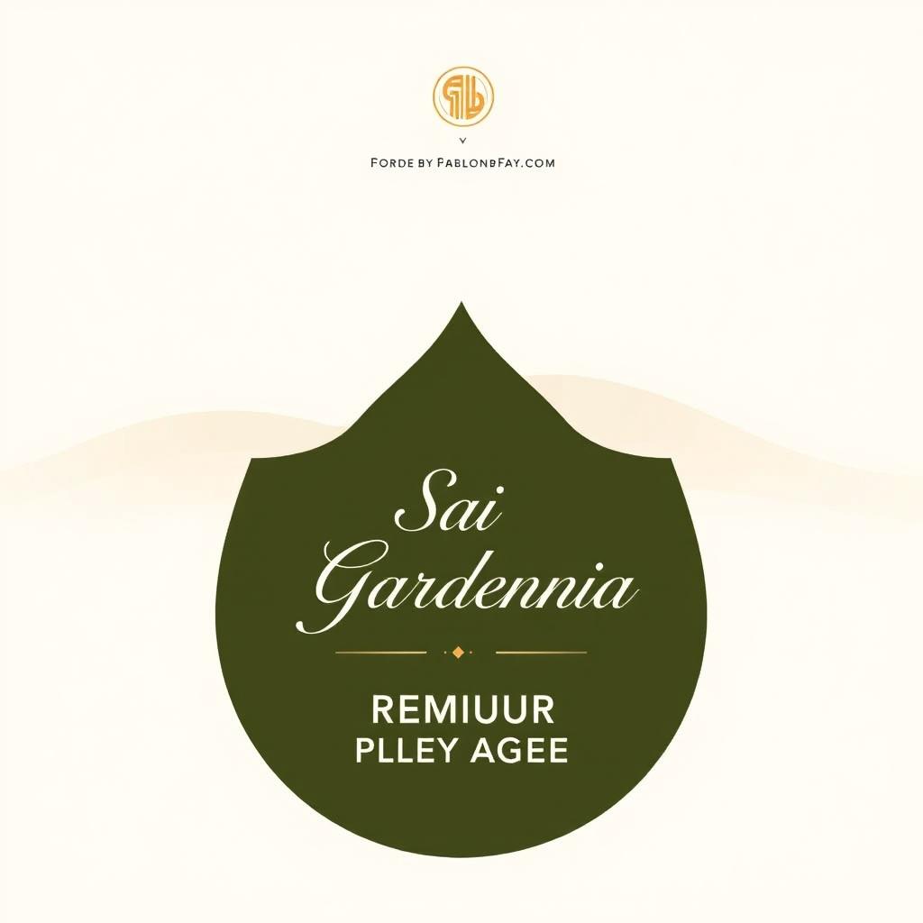 An elegant real estate advertisement for Sai Gardenia residential plot sales, featuring a simple background with a natural shape, avoiding any leaf designs