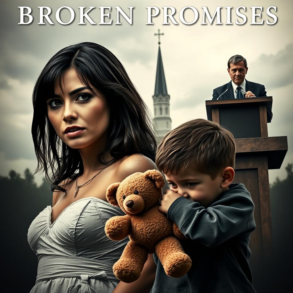 Movie poster titled 'Broken Promises' featuring a Latino couple in their 30s