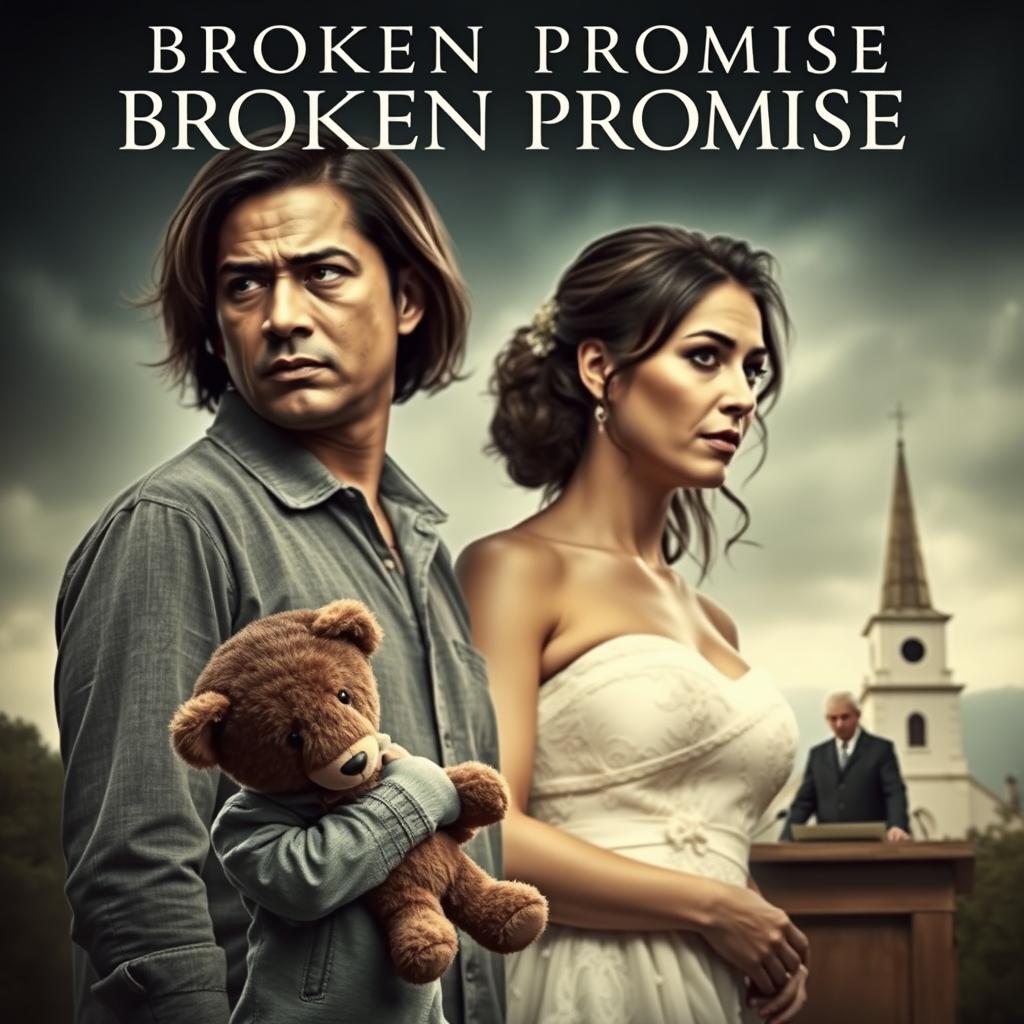 Movie poster titled 'Broken Promises' featuring a Latino couple in their 30s