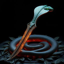 Una espada inspirada en una serpiente, con una hoja sinuosa que recuerda a la forma ondulante de una serpiente en movimiento