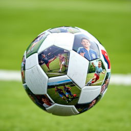 A rotating soccer ball featuring personalized images from the user's computer, each panel displaying a different memorable photograph