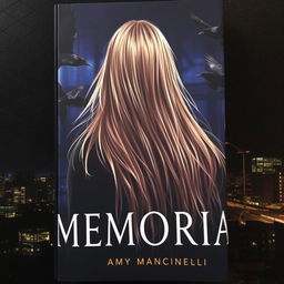 A dark book cover featuring a girl with long blonde hair, seen from the back