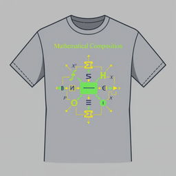 A stylish and modern class t-shirt design that creatively represents the mathematical concept of function composition