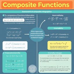 A beautifully styled infographic illustrating the concept of composite functions in mathematics