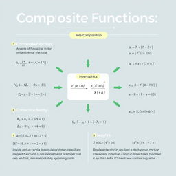 A beautifully styled infographic illustrating the concept of composite functions in mathematics