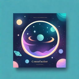 A banner design with a gorgeous, centered inscription 'COSMOFACTOR' incorporating a cosmic, mysterious, and mystical theme, crafted with realistic visual elements.