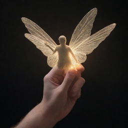 An enhanced version of the male fairy hand, now grained with more dirt and exhibiting an ethereal glow, emphasizing its magical and earthly connection.