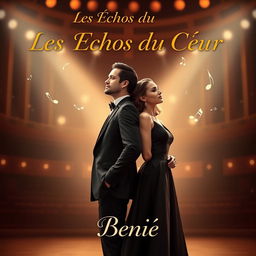 A romantic book cover for "Les Échos du Cœur" showcasing an elegant couple