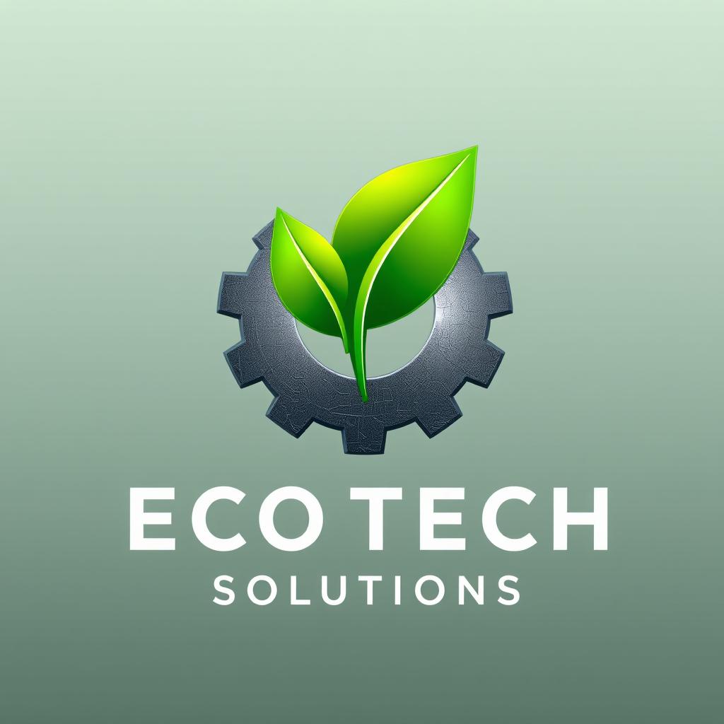 A logo design for Eco Tech Solutions, creatively integrating a leaf and a gear