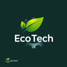 A logo design for Eco Tech Solutions, creatively integrating a leaf and a gear