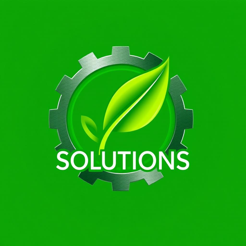 A logo design for Eco Tech Solutions, creatively integrating a leaf and a gear