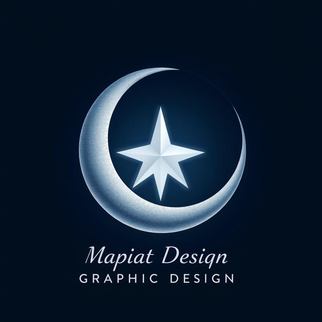 A logo design that features a crescent moon intertwined with a star, evoking a sense of imagination and creativity