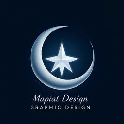 A logo design that features a crescent moon intertwined with a star, evoking a sense of imagination and creativity