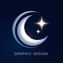 A logo design that features a crescent moon intertwined with a star, evoking a sense of imagination and creativity